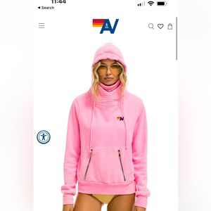 Aviator Nation NINJA PULLOVER HOODIE - NEON PINK Medium NWT *FLAWED*